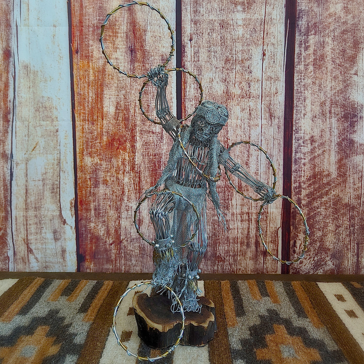 Lui Escoto, LUI ESCOTO Wire Sculpture of Native American Ceremonial  Dancer.