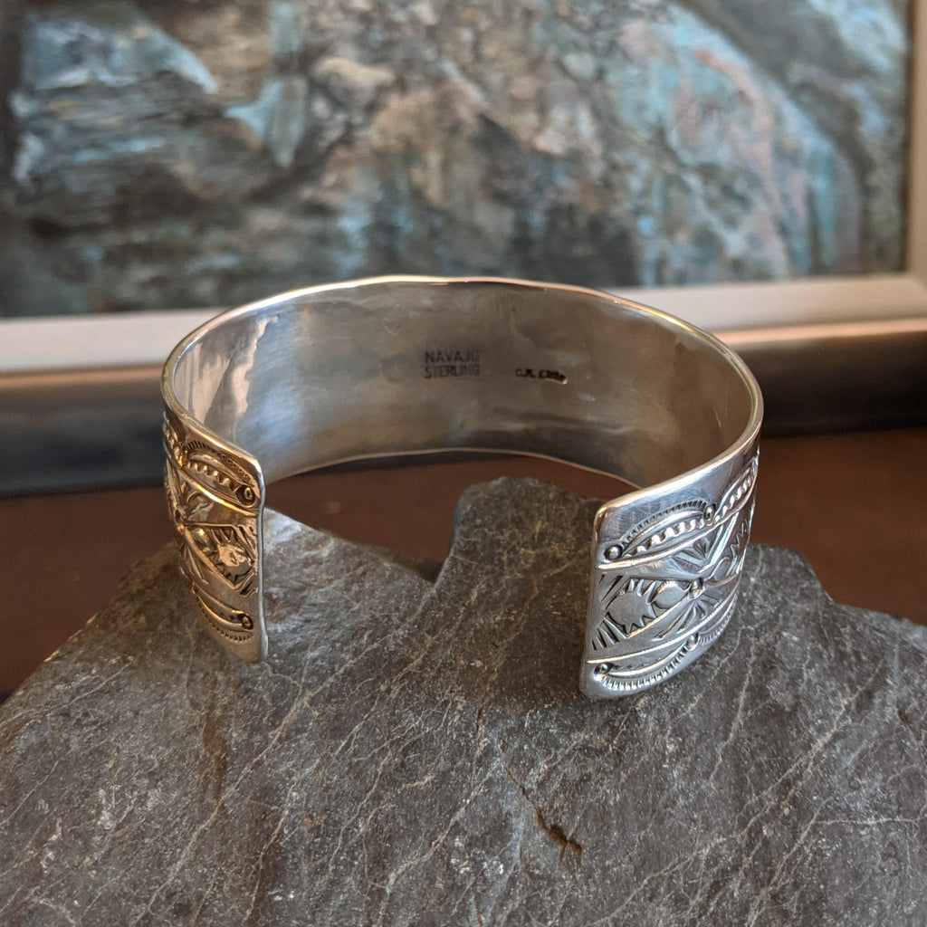 Navajo Made Stamped Silver Cuff GJ-BRC-0047