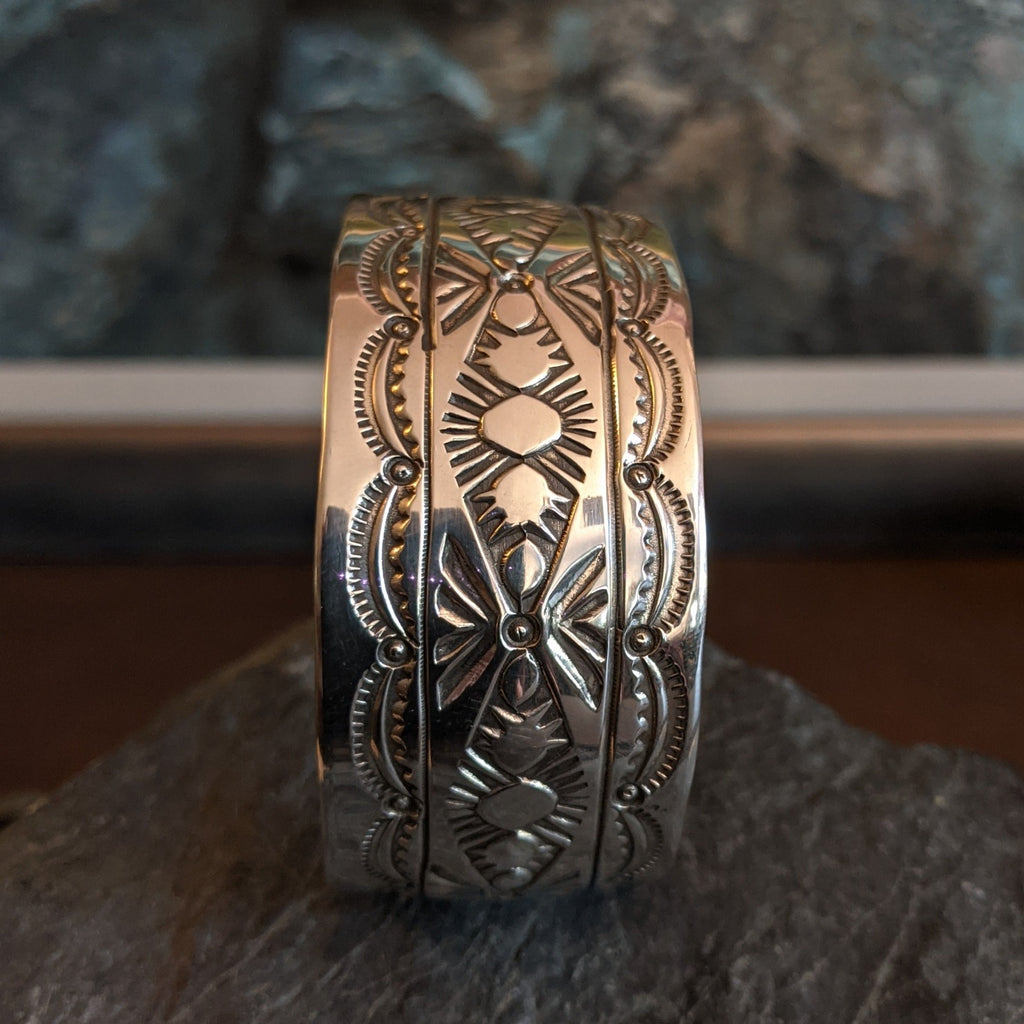 Navajo Made Stamped Silver Cuff GJ-BRC-0047