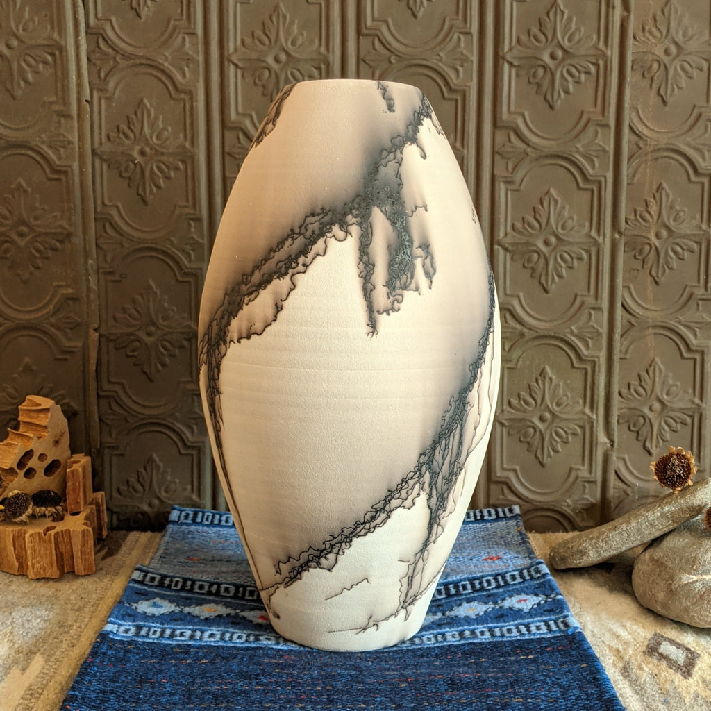 Tall White Horsehair Vase by Jim Calhoun GF-0134