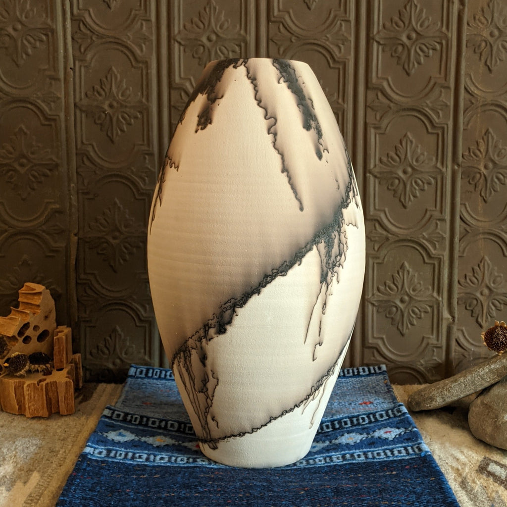 Tall White Horsehair Vase by Jim Calhoun GF-0134