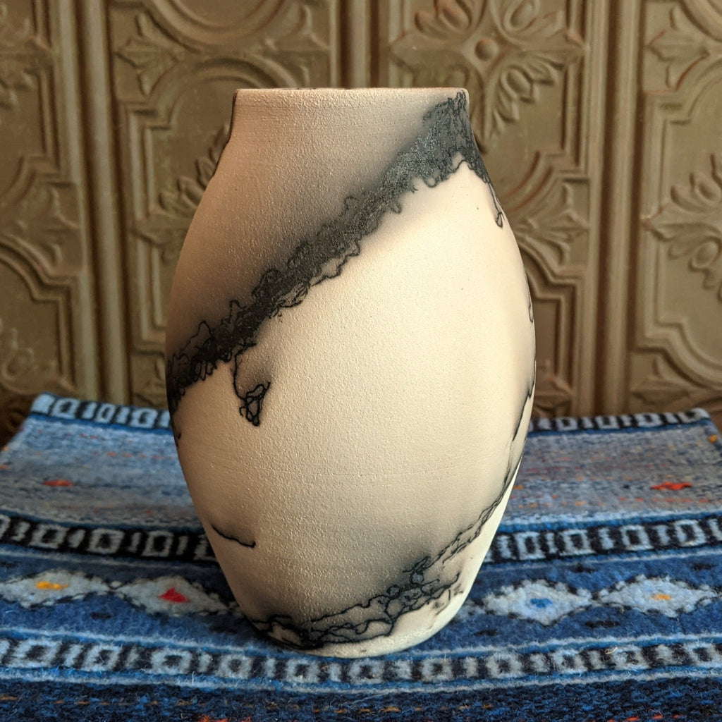 White Horsehair Vase by Jim Calhoun GF-0144