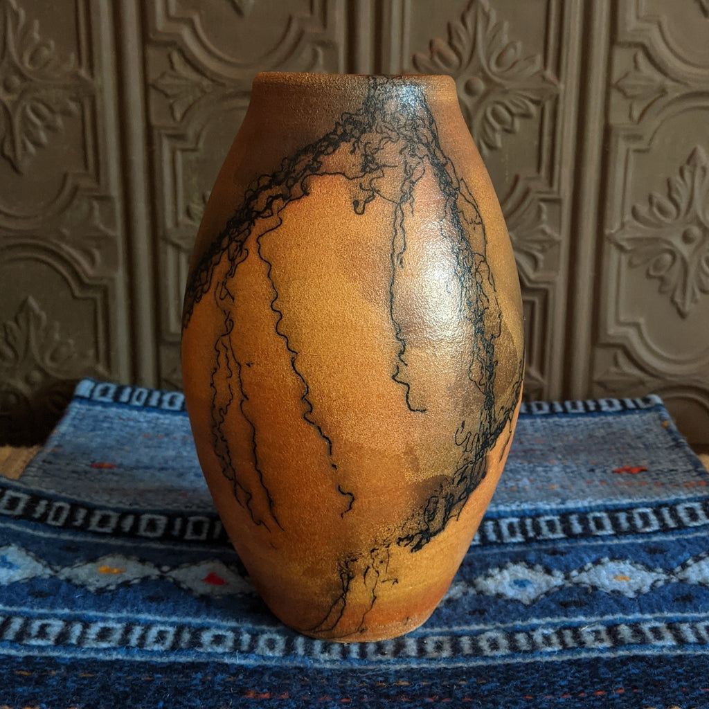 Terracotta Horsehair Vase by Jim Calhoun GF-0148