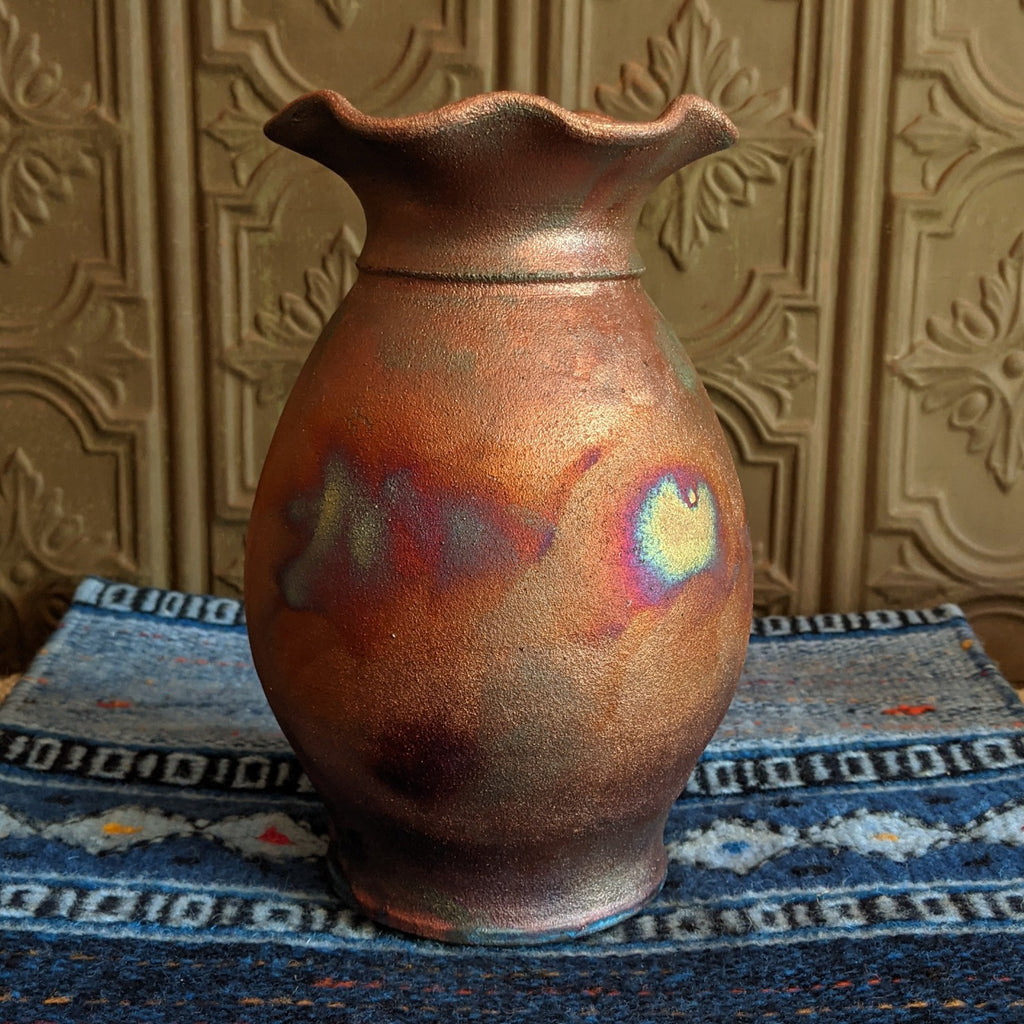 Rippled Raku Vase by Jim Calhoun GF-0153