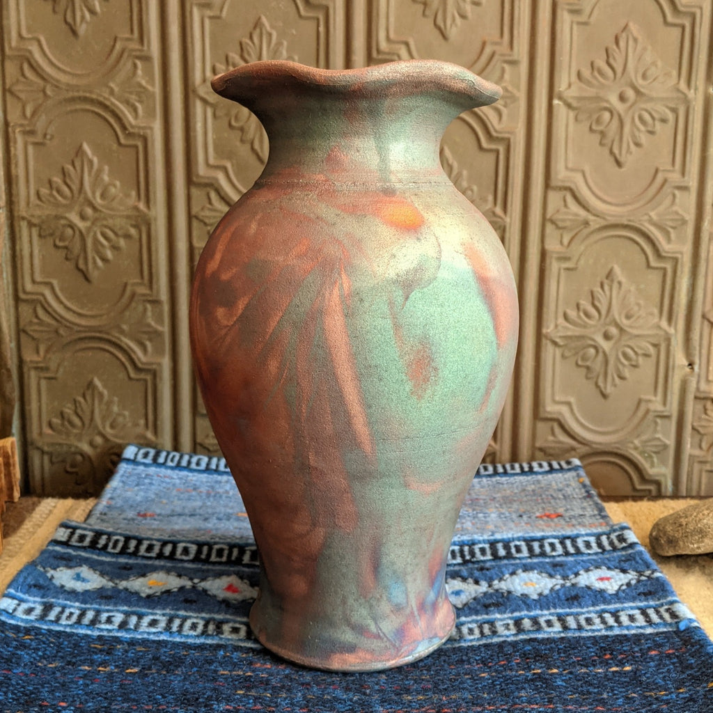 Large Rippled Raku Vase by Jim Calhoun GF-0155