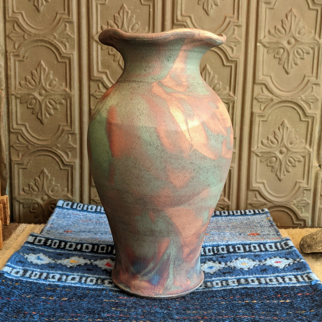 Large Rippled Raku Vase by Jim Calhoun GF-0155