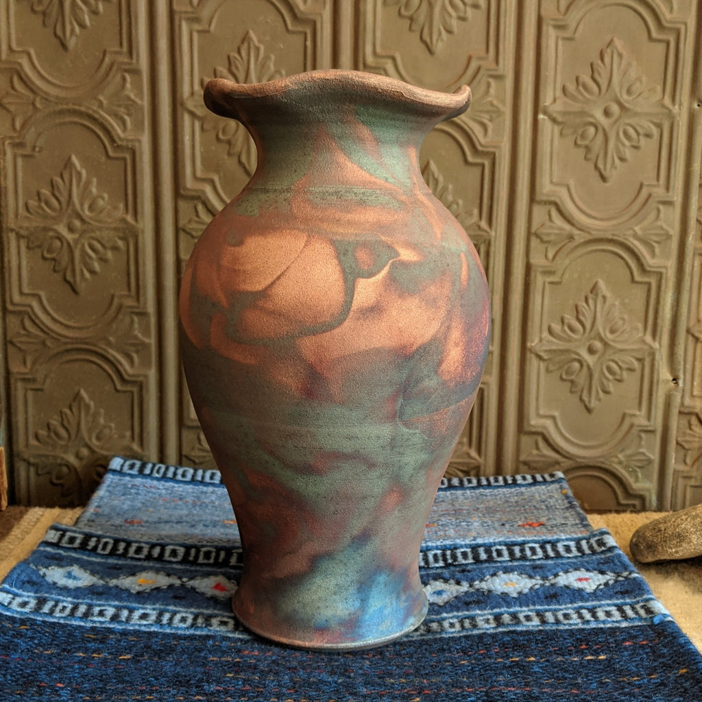 Large Rippled Raku Vase by Jim Calhoun GF-0155