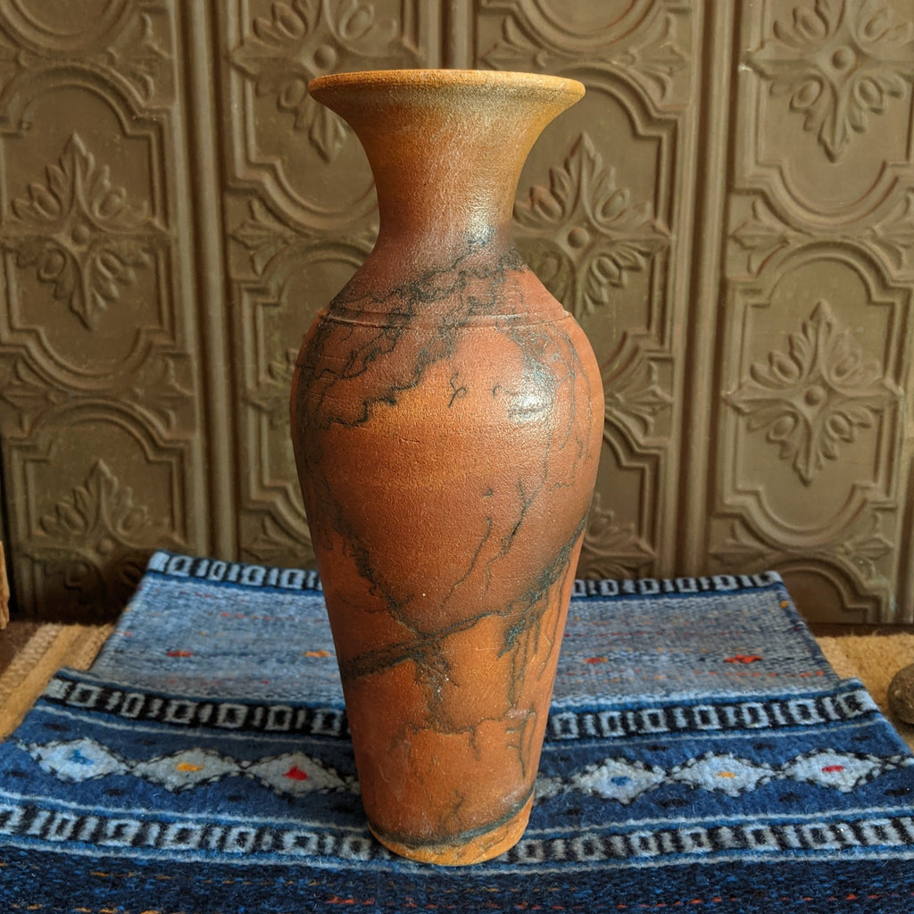 Slender Terracotta Horsehair Vase by Jim Calhoun GF-0159