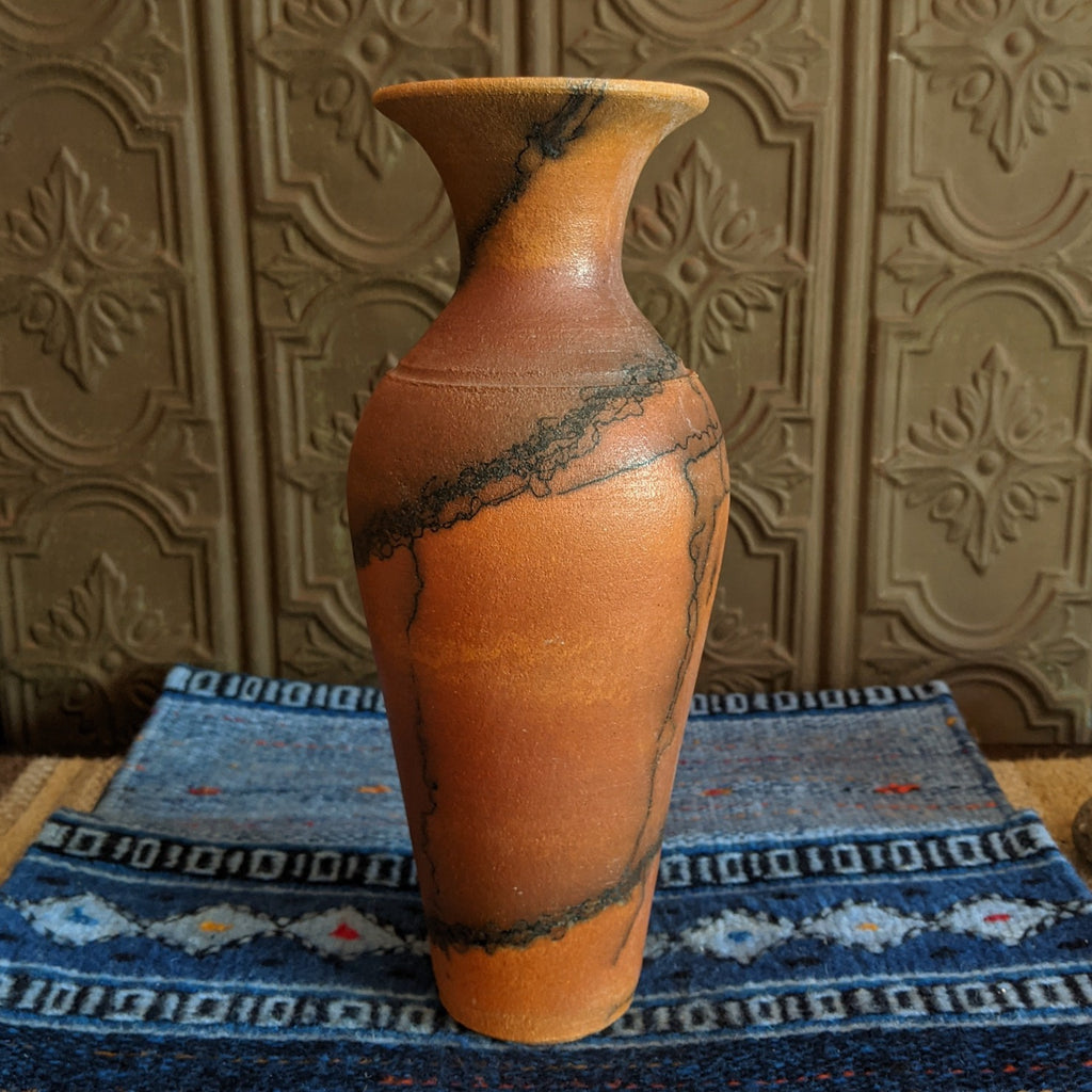 Slender Terracotta Horsehair Vase by Jim Calhoun GF-0159