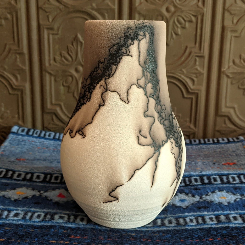 Small White Horsehair Vase by Jim Calhoun GF-0160