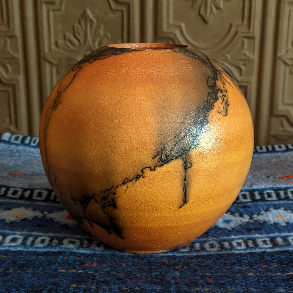 Spherical Terracotta Horsehair Vase by Jim Calhoun GF-0161