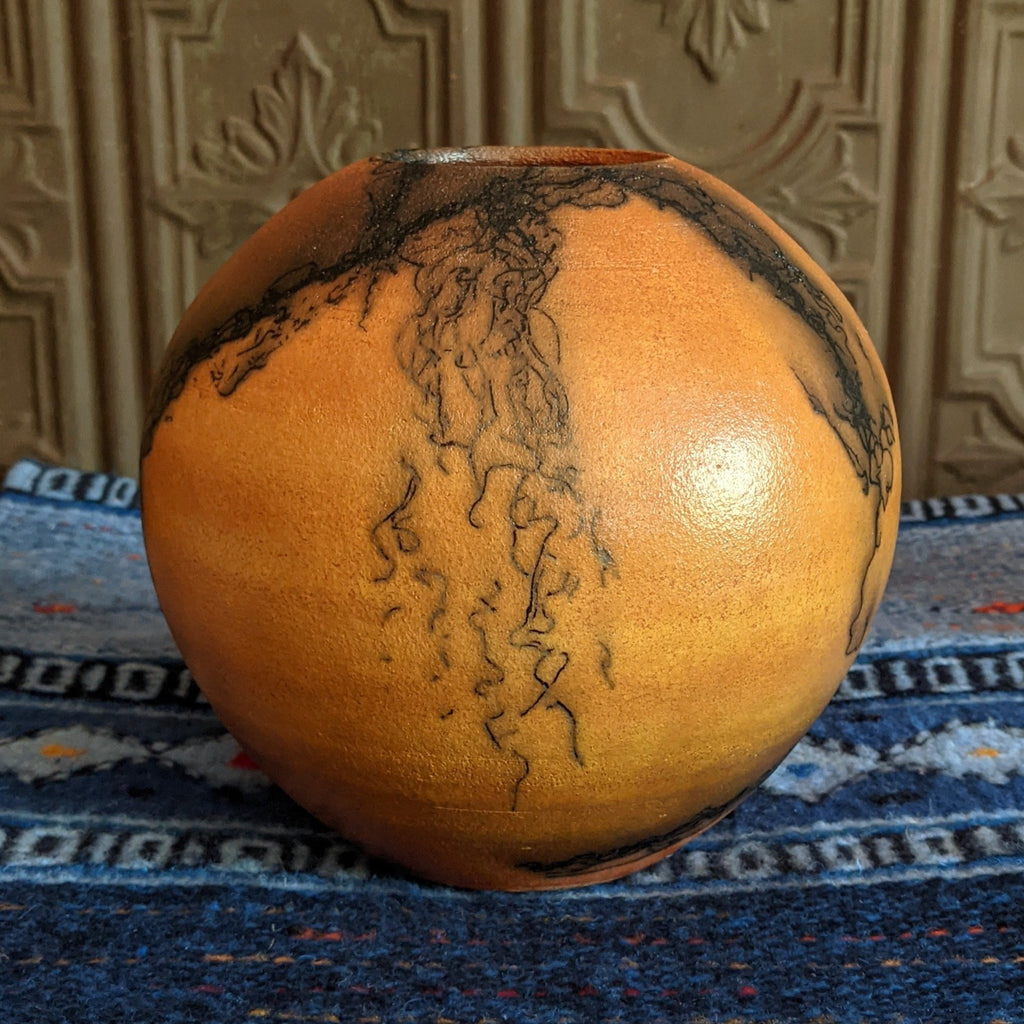 Spherical Terracotta Horsehair Vase by Jim Calhoun GF-0161