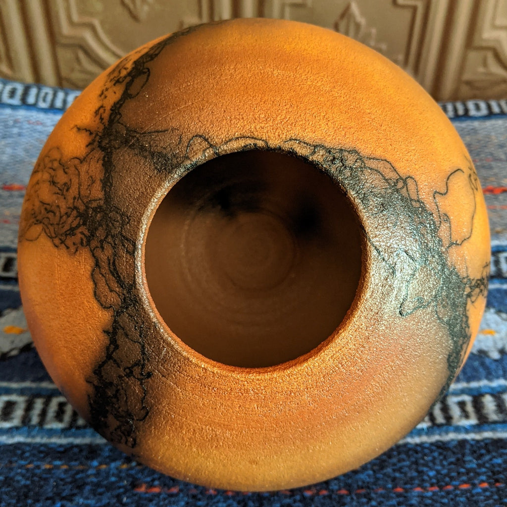 Spherical Terracotta Horsehair Vase by Jim Calhoun GF-0161