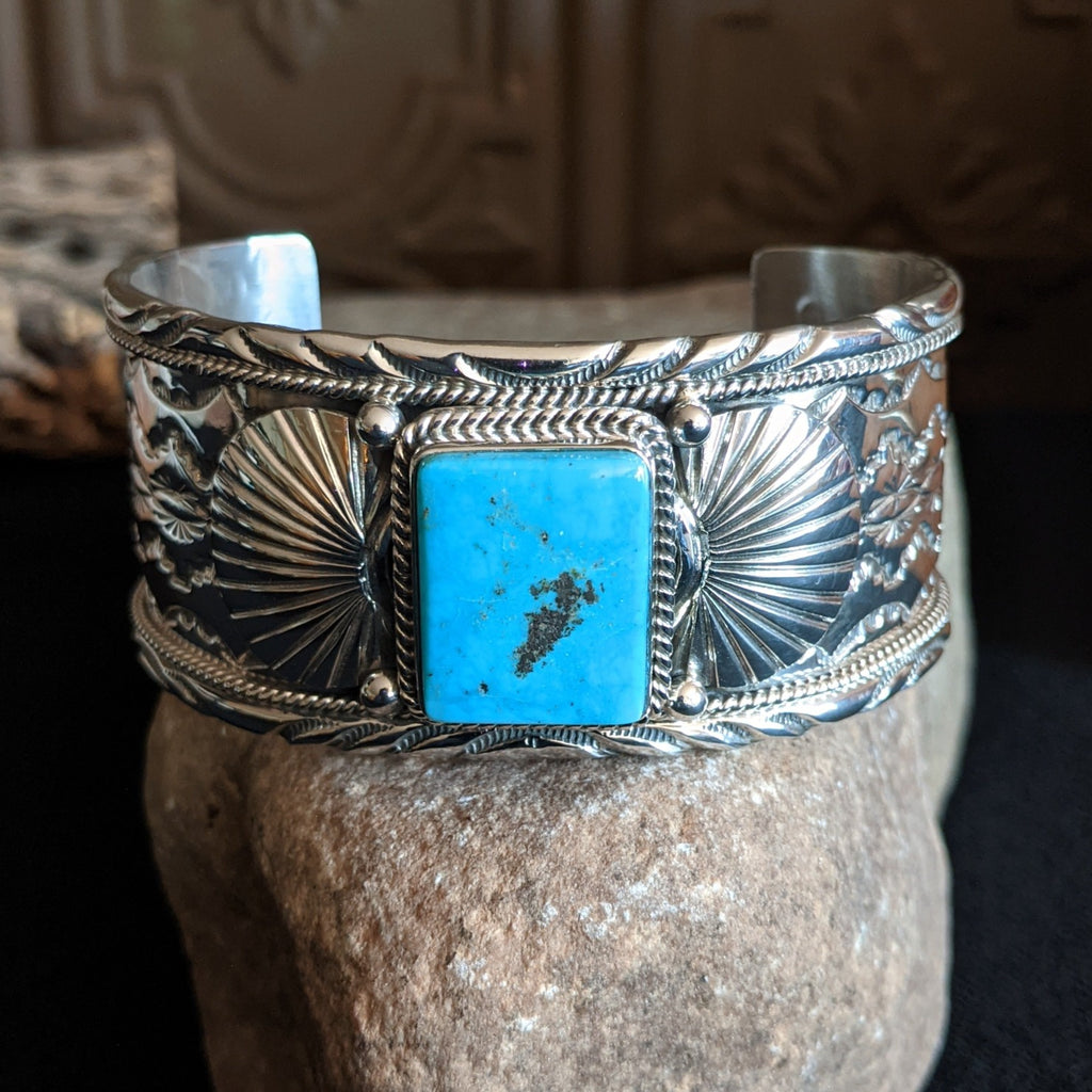 Kingman Turquoise Sterling Silver Cuff GJ-BRC-0059