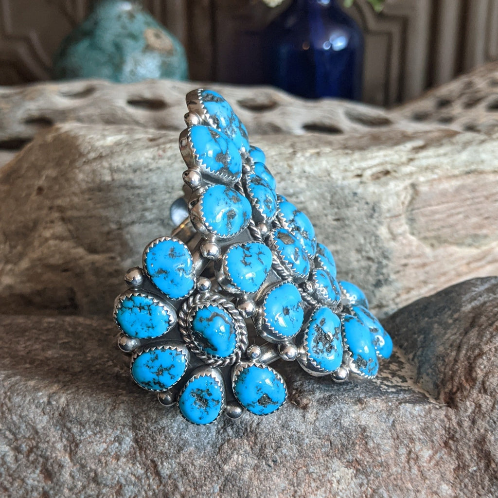 Turquoise Cluster Bracelet by C. Roanhorse GJ-BRC-0069