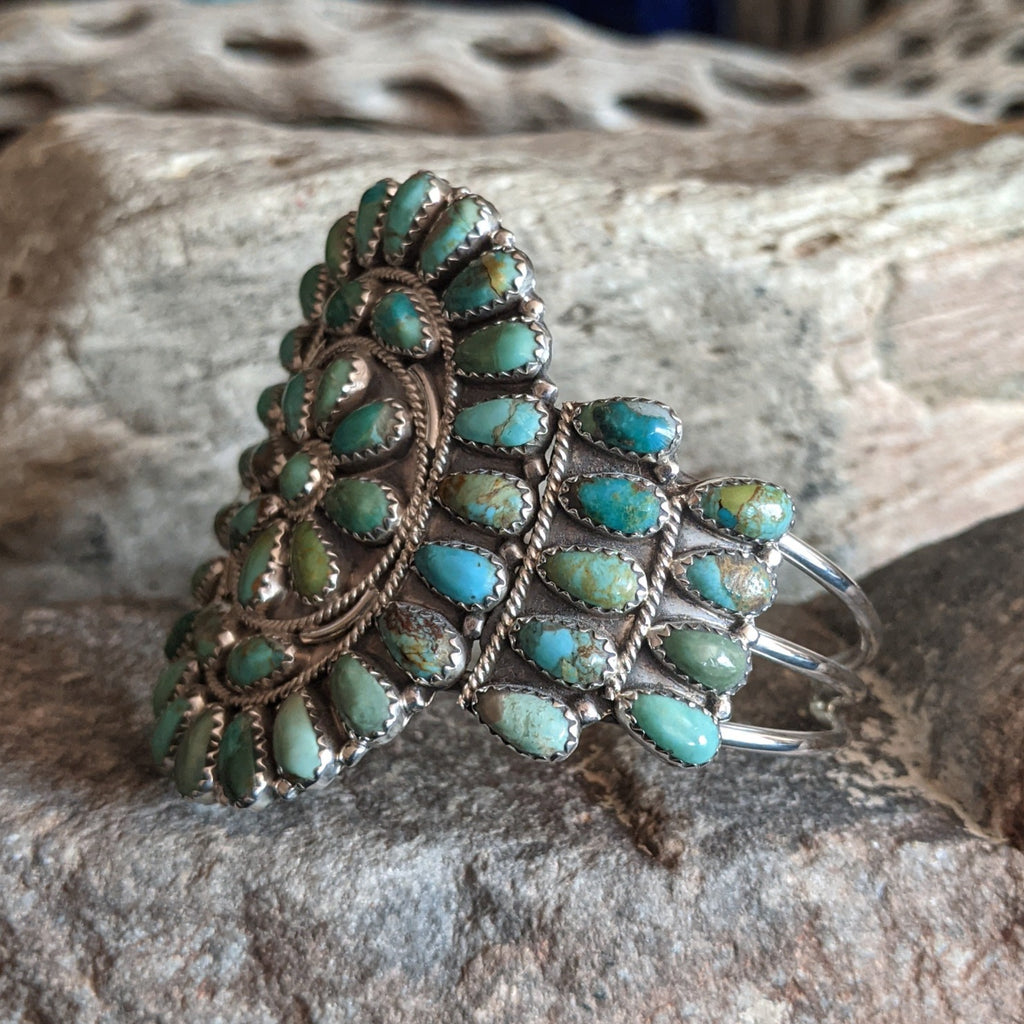 Kingman Turquoise Circle Cluster Bracelet by Ophelia Moses GJ-BRC-0070