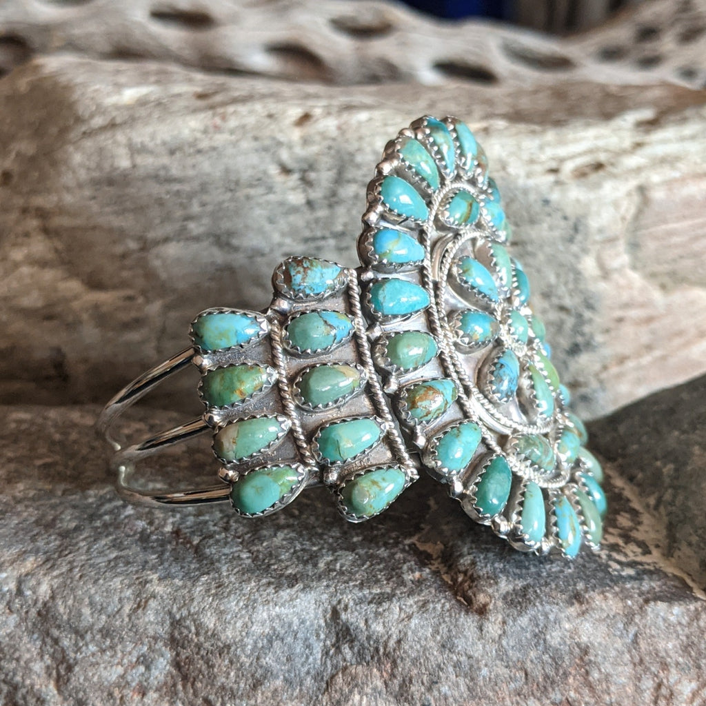 Kingman Turquoise Circle Cluster Bracelet by Ophelia Moses GJ-BRC-0070