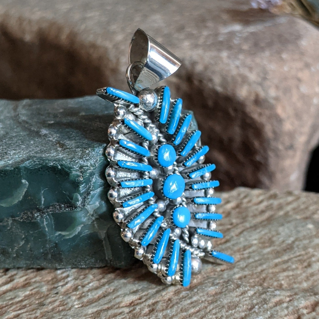 Zuni Needlepoint Turquoise Pendant by Carla Laconsello GJ-PND-0039