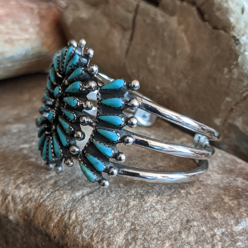 Navajo Petit Point Turquoise Cuff GJ-BRC-0075