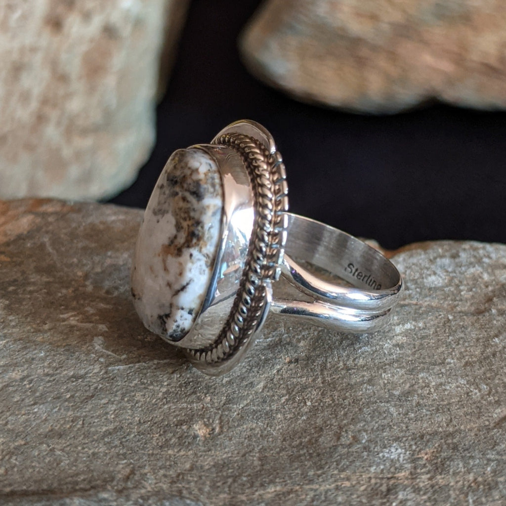 Navajo Made White Buffalo Ring GJ-RNG-0063