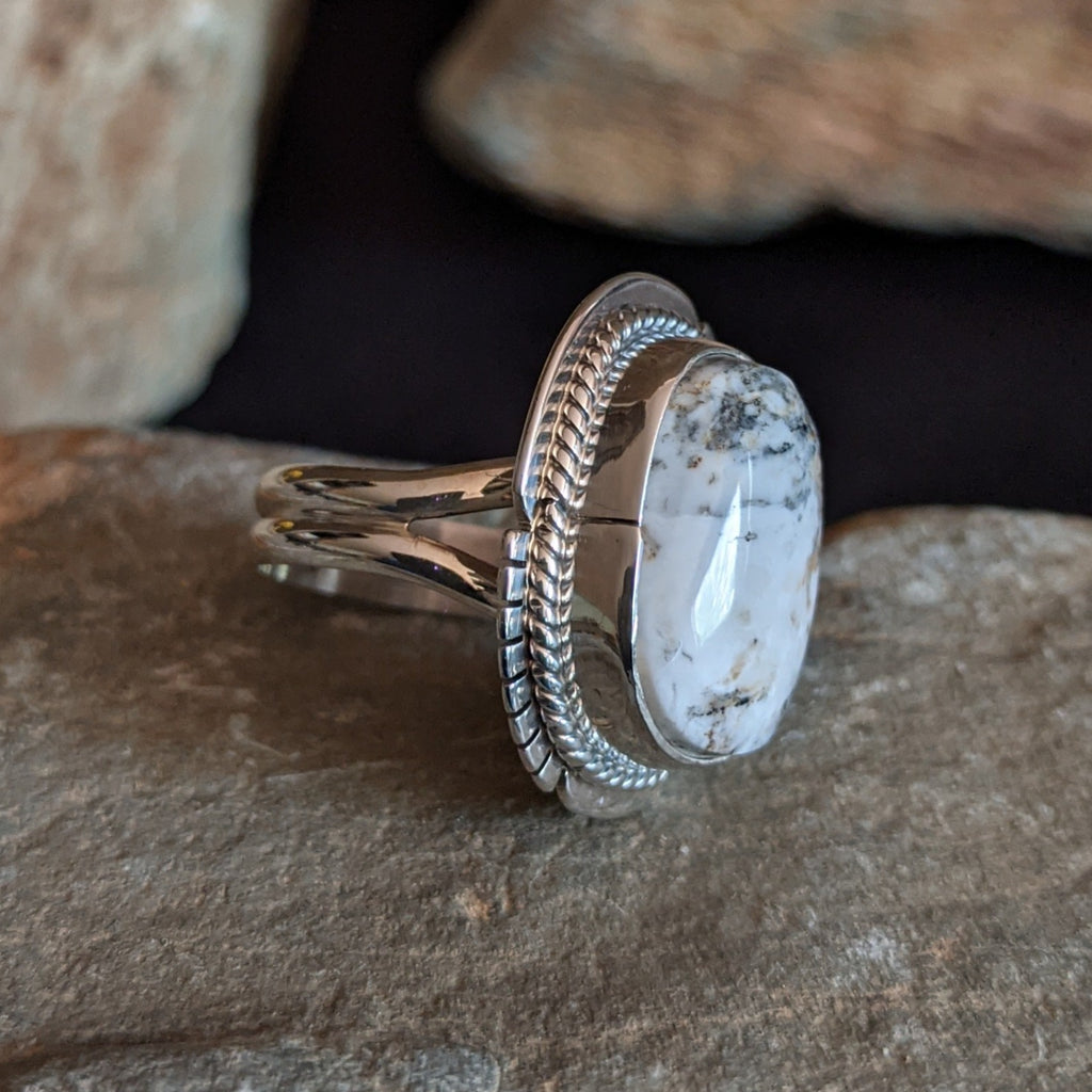 Navajo Made White Buffalo Ring GJ-RNG-0063