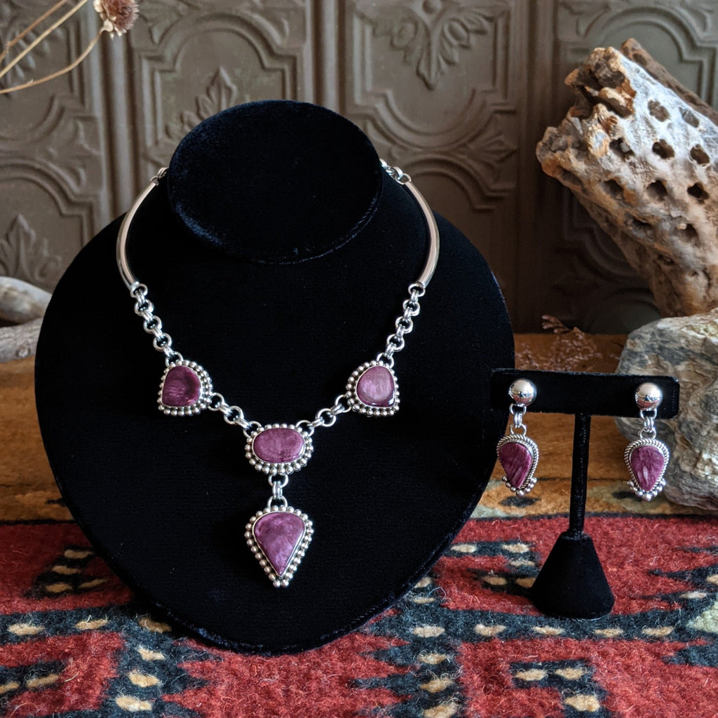 Purple Spiny Oyster Necklace Set by Artie Yellowhorse GJ-JWS-0018