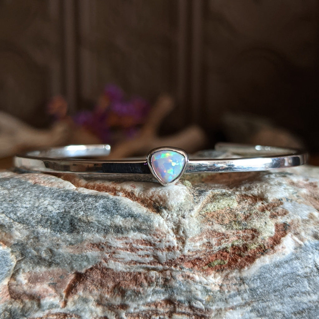 Navajo Made White Opal Cuff GJ-BRC-0093