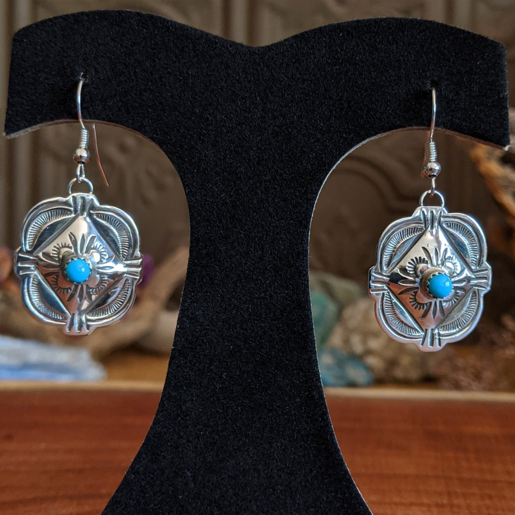 Ornate Turquoise Earrings by Jenny Blackgoat GJ-ERN-0063