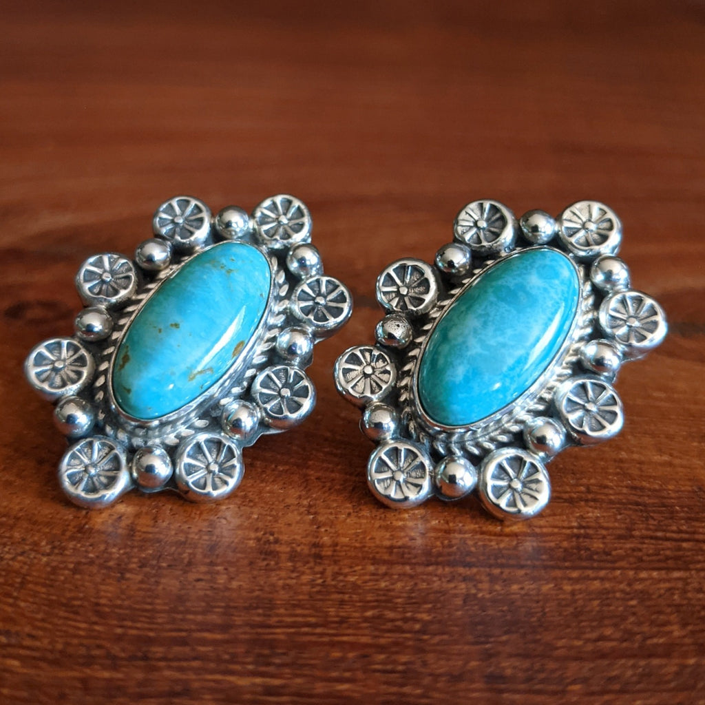 Framed Turquoise Earrings by Delbert Delgarito GJ-ERN-0071