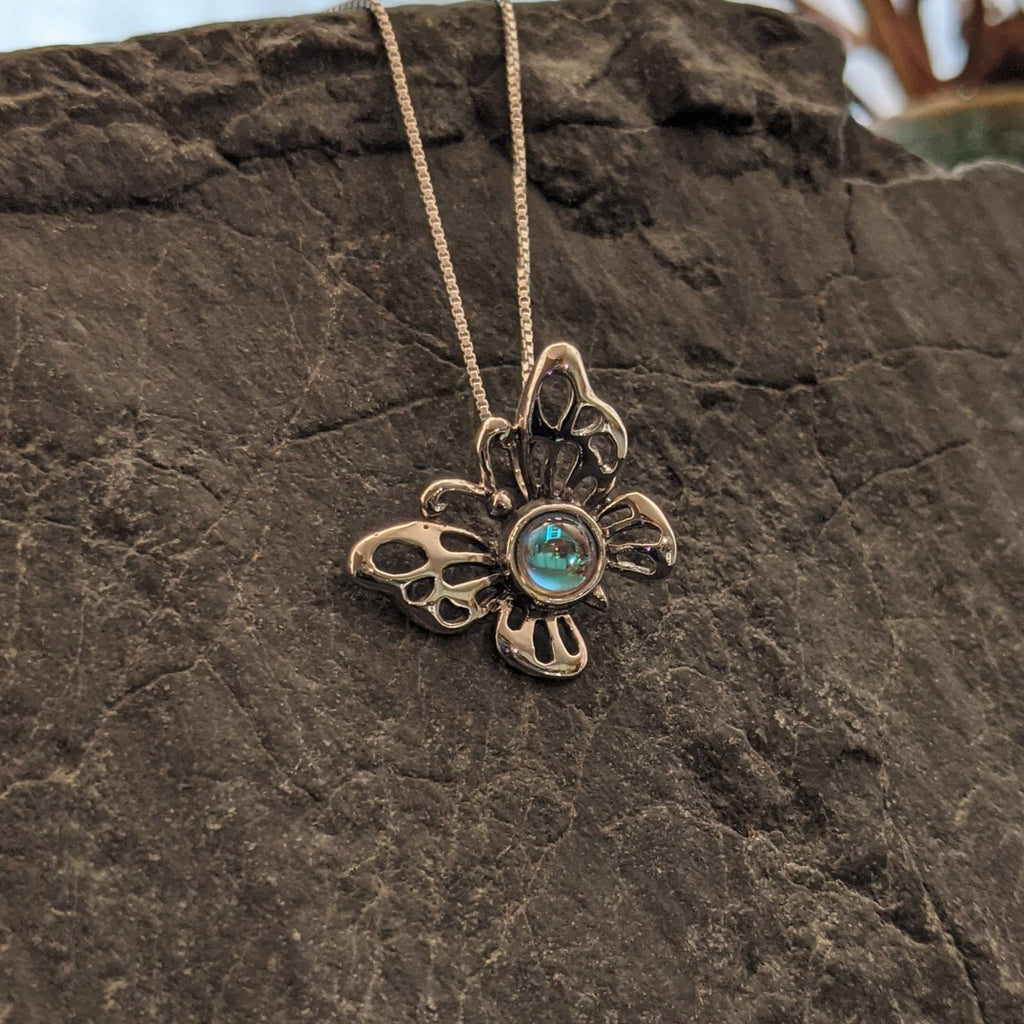 Butterfly Sterling Silver Necklace by Leightworks GJ-NKL-0028 (Aqua)