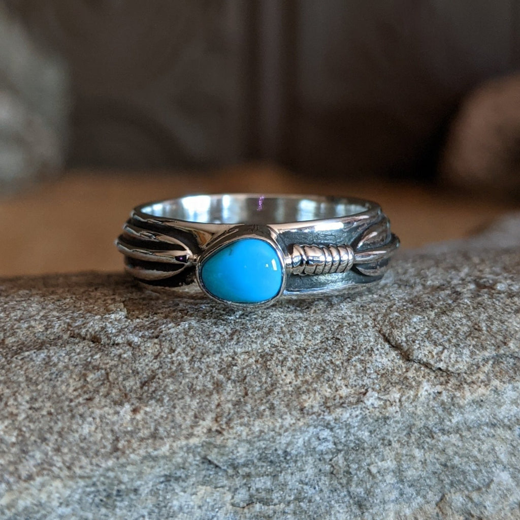 Feather Band Turquoise Ring by Raymond Coriz SWSG-RNG-0011