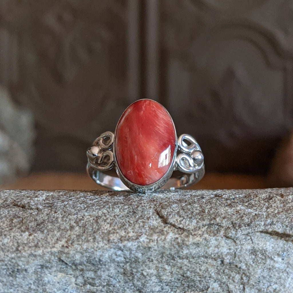 Orange Spiny Oyster Shell Ring by Cathy Webster SWSG-RNG-0016