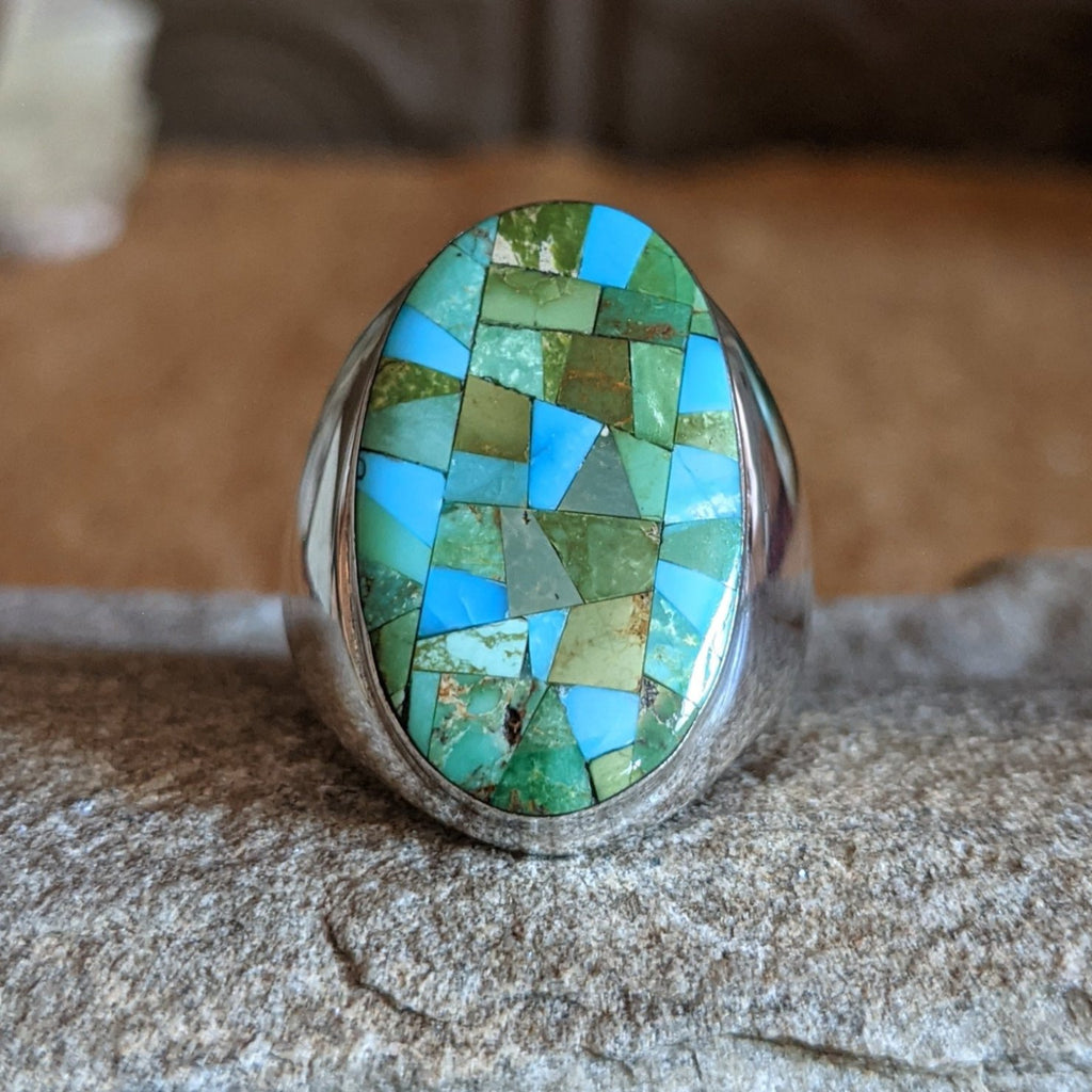 Navajo Made Turquoise Inlay Ring SWSG-RNG-0025