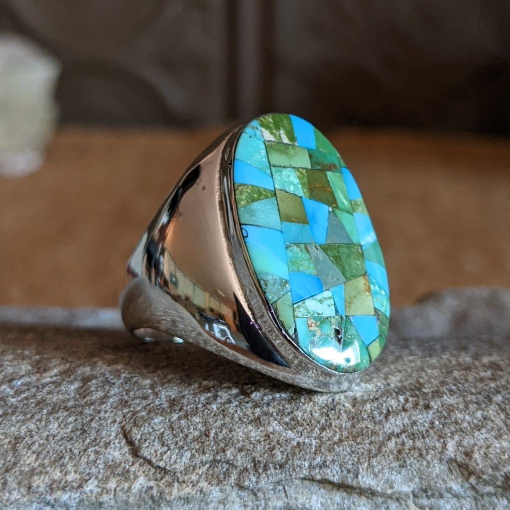 Navajo Made Turquoise Inlay Ring SWSG-RNG-0025