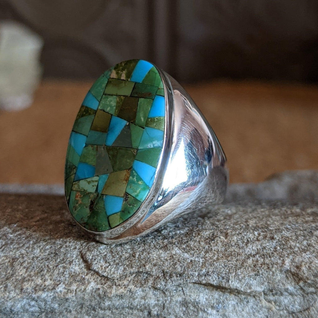 Navajo Made Turquoise Inlay Ring SWSG-RNG-0025