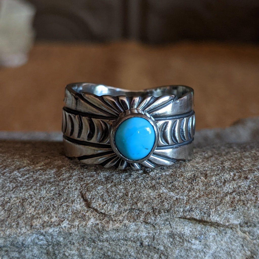 Kingman Turquoise Ring by Raymond Coriz SWSG-RNG-0026