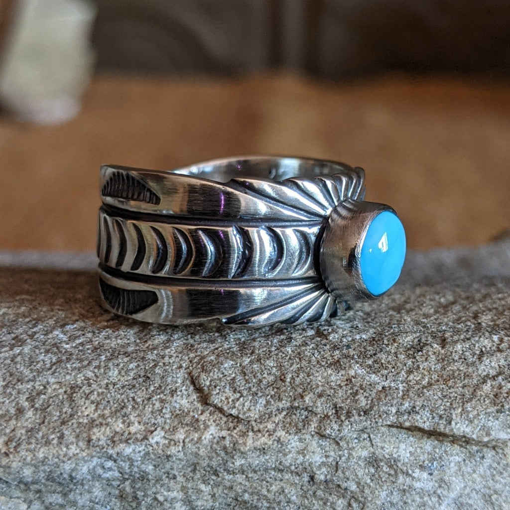 Kingman Turquoise Ring by Raymond Coriz SWSG-RNG-0026