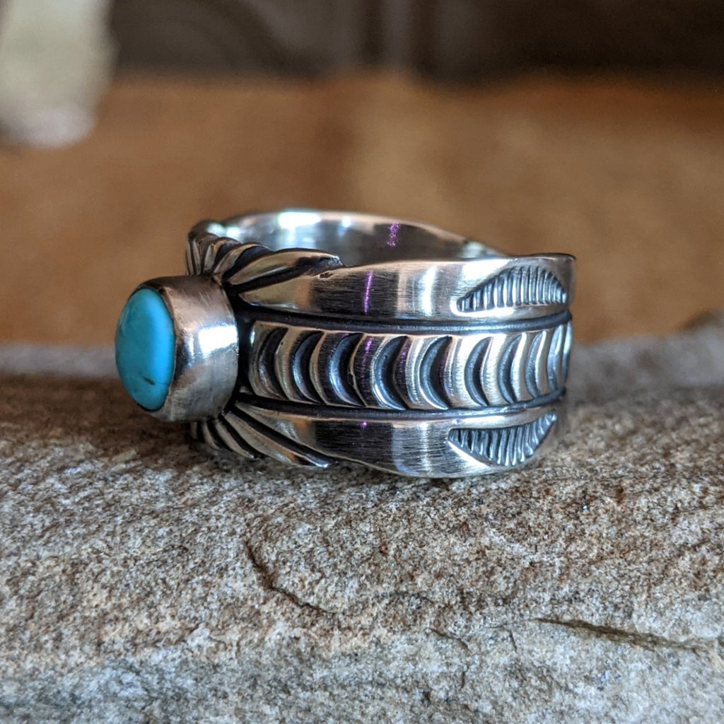 Kingman Turquoise Ring by Raymond Coriz SWSG-RNG-0026