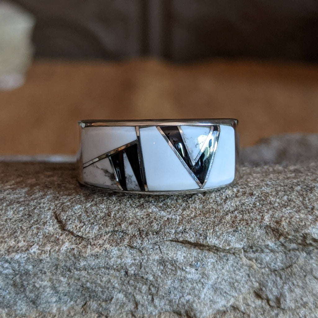 Navajo Made Magnesite & Onyx Inlay Ring SWSG-RNG-0028