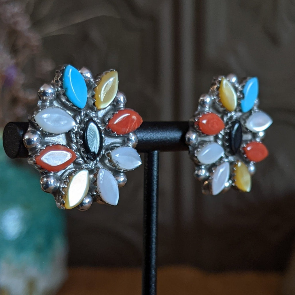 Navajo Made Multi-stone Ornate Earrings SWSG-ERN-0004