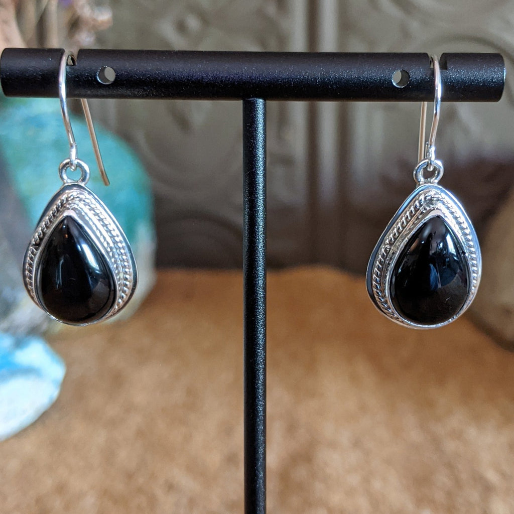 Framed Black Onyx Teardrop Earrings by Larry Pacheco SWSG-ERN-0010