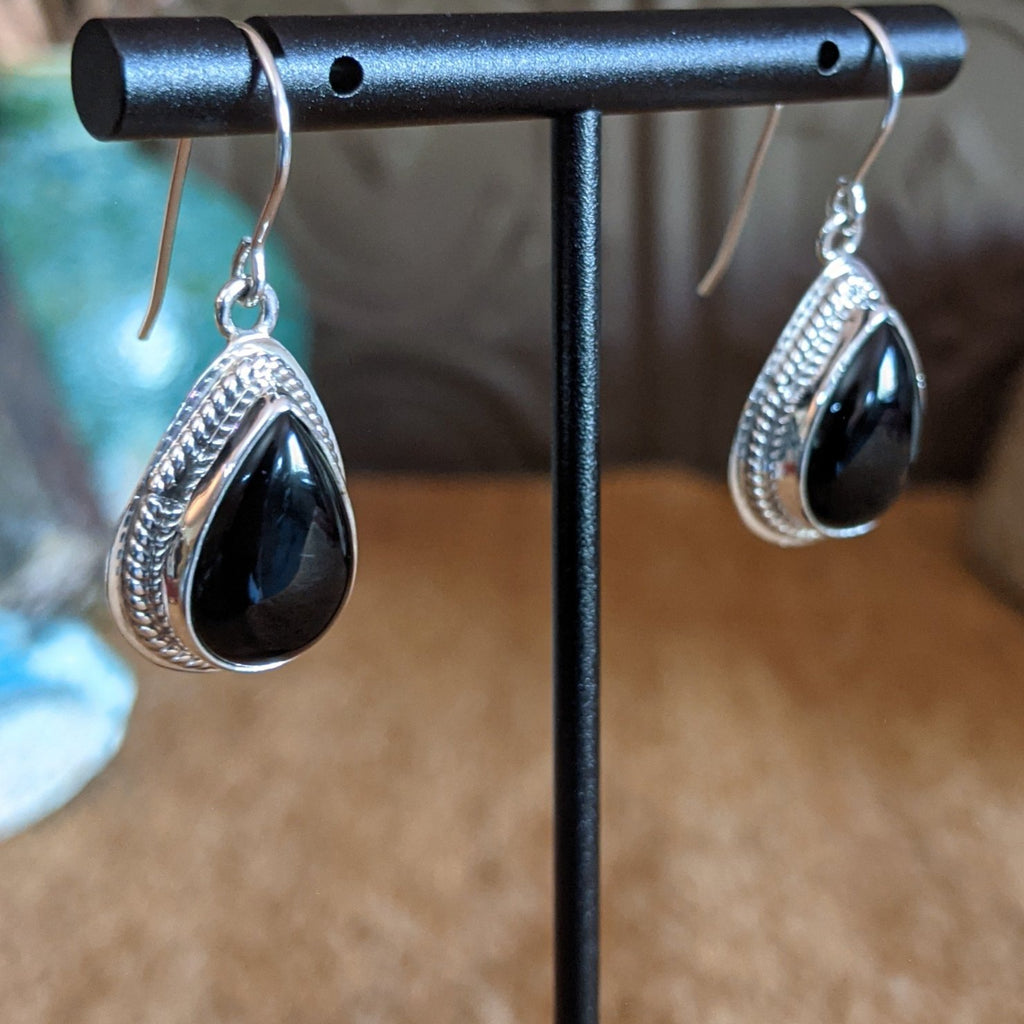 Framed Black Onyx Teardrop Earrings by Larry Pacheco SWSG-ERN-0010