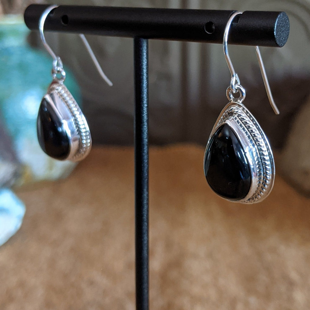 Framed Black Onyx Teardrop Earrings by Larry Pacheco SWSG-ERN-0010