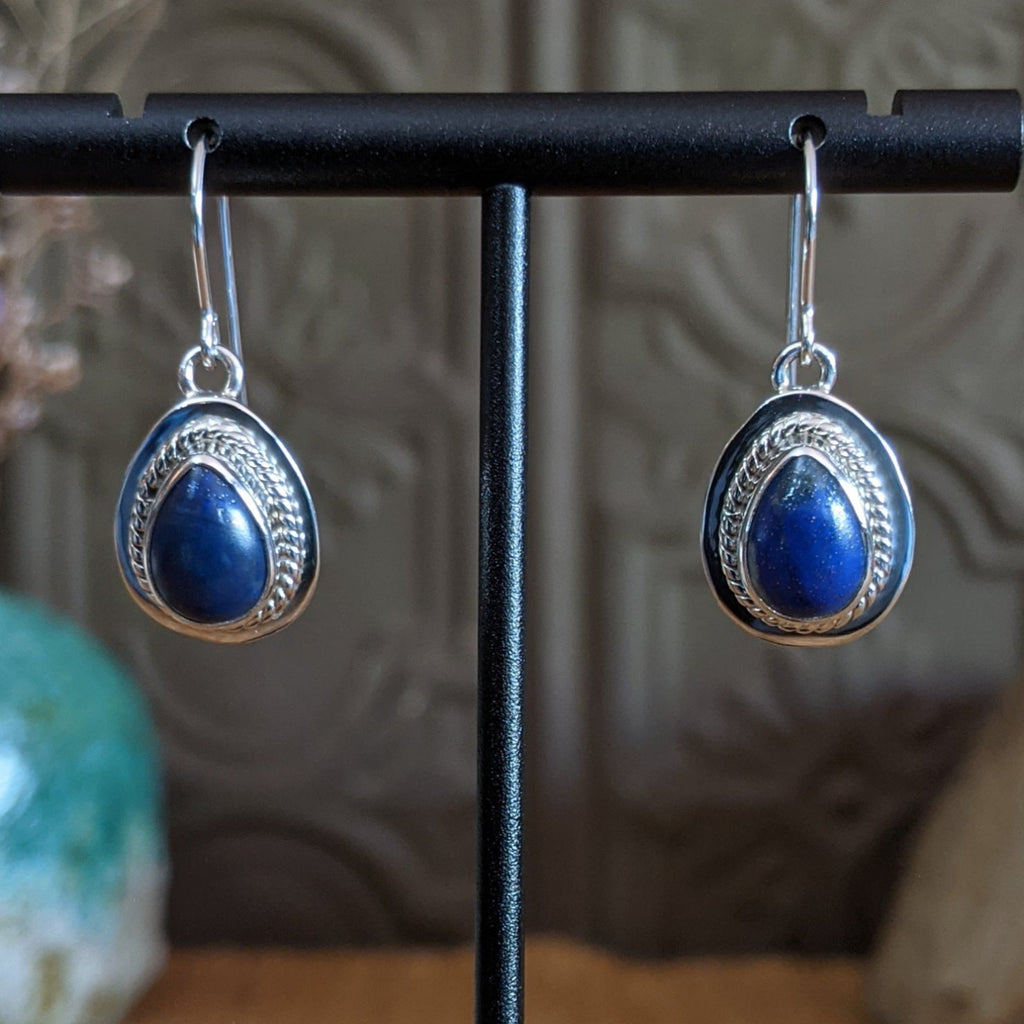 Navajo Made Lapis Teardrop Earrings SWSG-ERN-0011