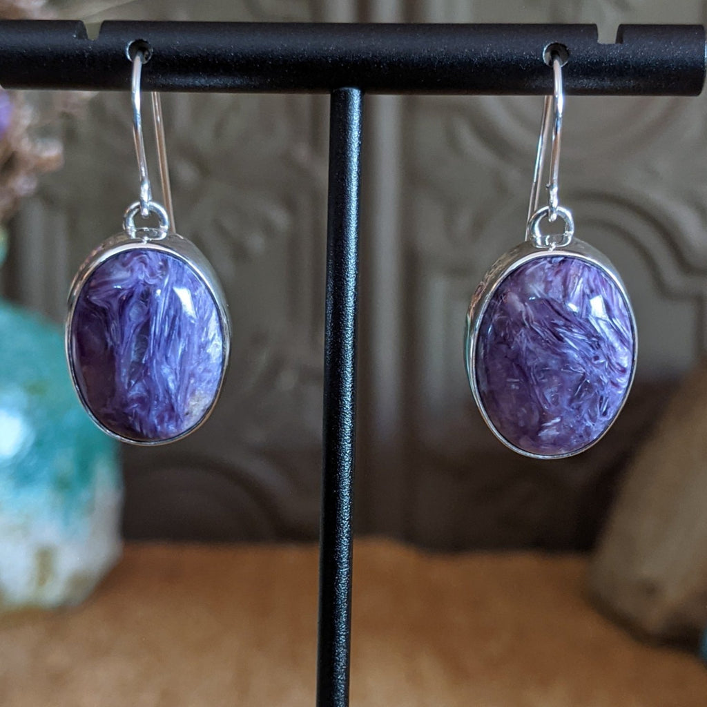 Navajo Made Charoite Earrings SWSG-ERN-0013