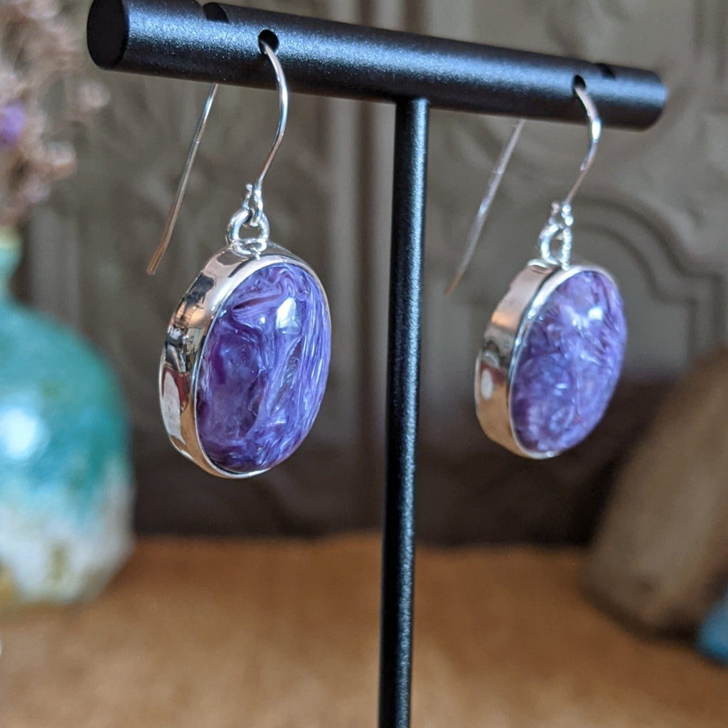 Navajo Made Charoite Earrings SWSG-ERN-0013