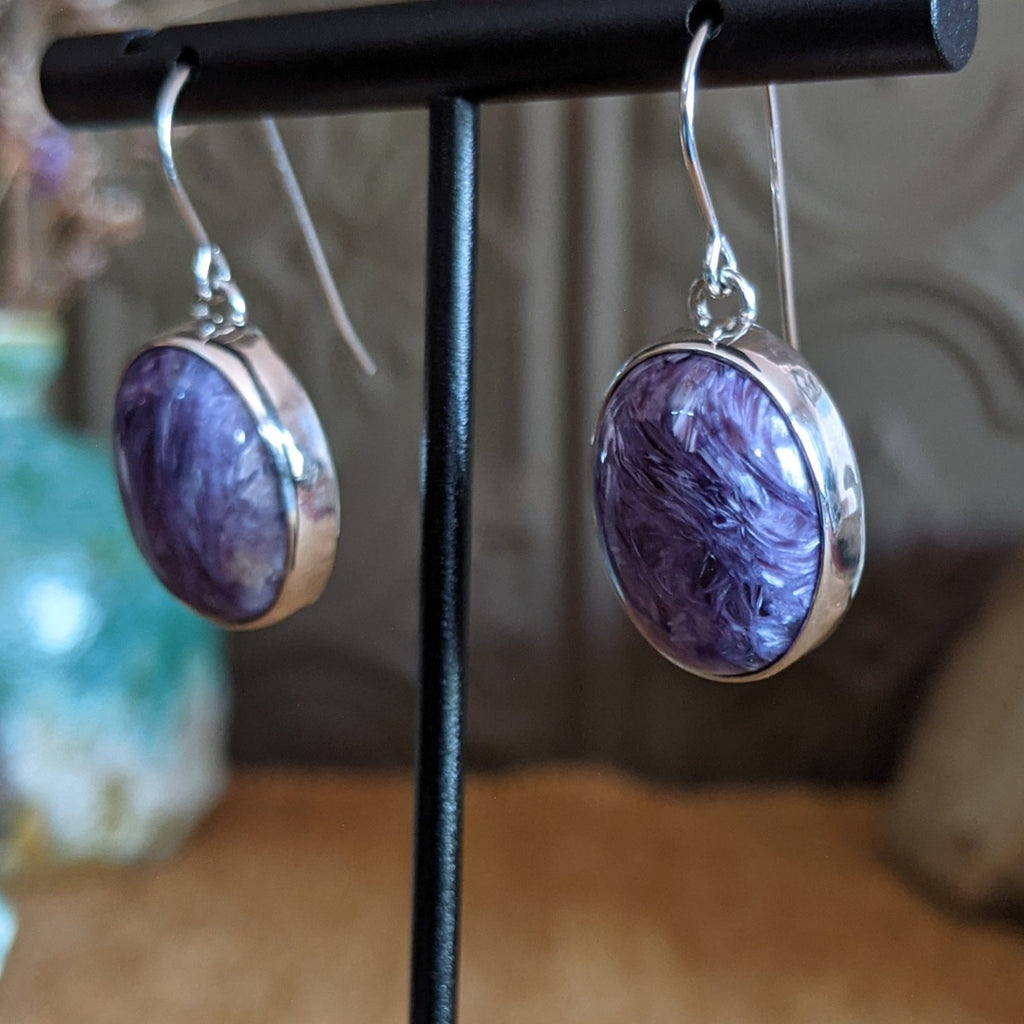 Navajo Made Charoite Earrings SWSG-ERN-0013