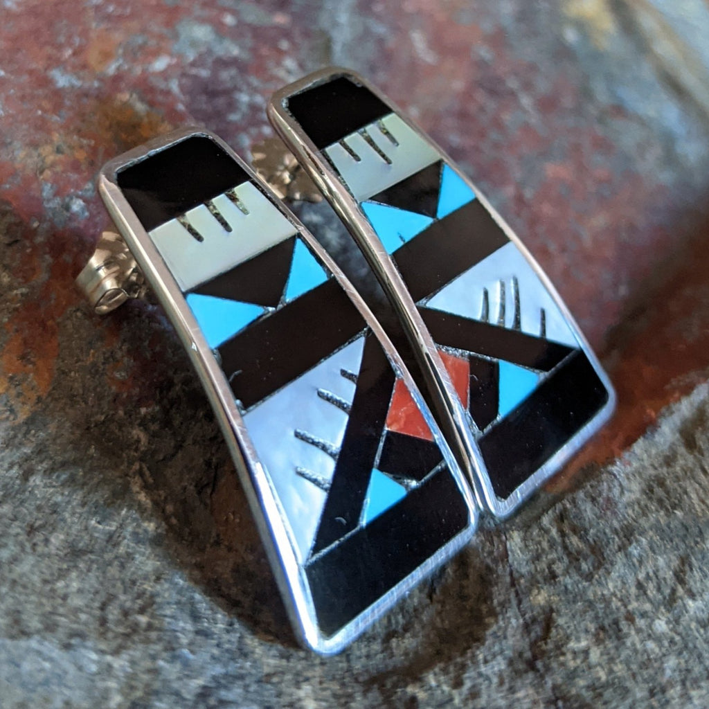 Zuni Inlay Earrings by Leander & Lisa Othole SWSG-ERN-0023