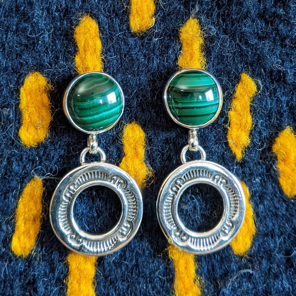 Navajo Made Malachite Earrings SWSG-ERN-0026