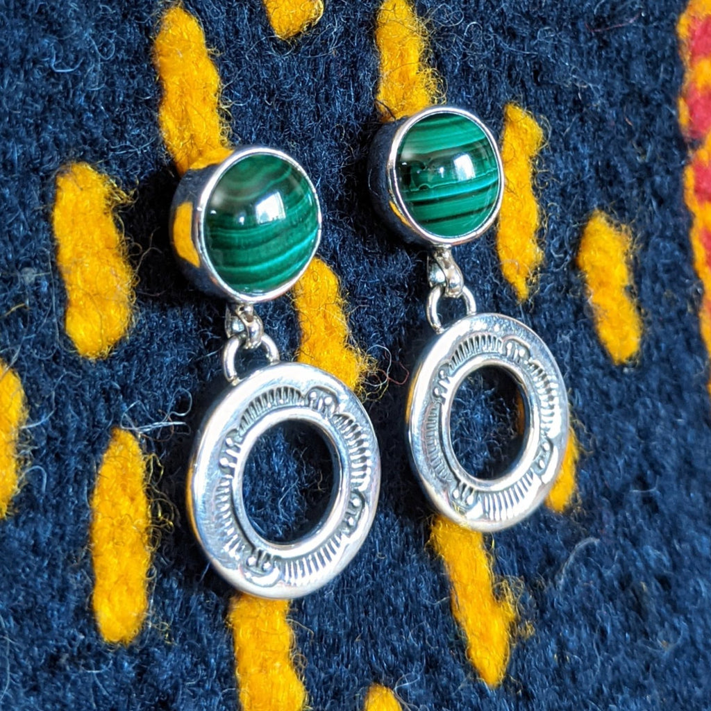 Navajo Made Malachite Earrings SWSG-ERN-0026